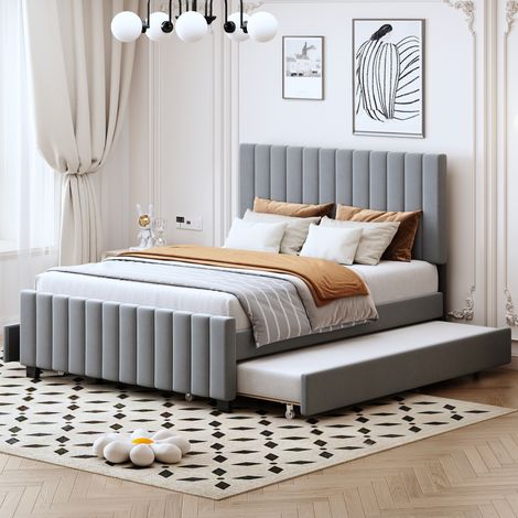 letto contenitore 140x190 estraibile 2 cassetti grigio OKMYHOME (1/5)