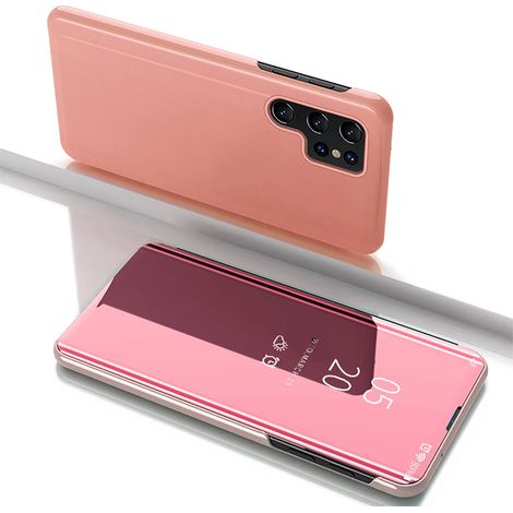 Transparente Schutzhülle mit Klappdeckel für Samsung Galaxy S25 Ultra – Pink