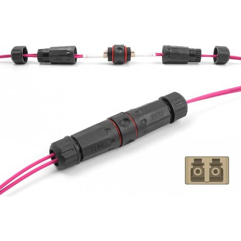Delock Conector de cable de fibra óptica LC Duplex hembra a LC Duplex hembra OM1/OM2 resistente al agua