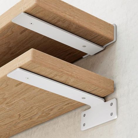 (Blanc, 15 cm) Lot de 2 supports d'étagère robustes pour montage mural, capacité de charge de 75 kg, support de suspension en forme de T (1/5)