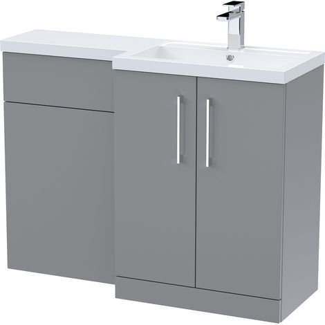 Nuie Arno RH Combination Unit with L-Shape Basin 1100mm Wide - Satin Grey (1/2)