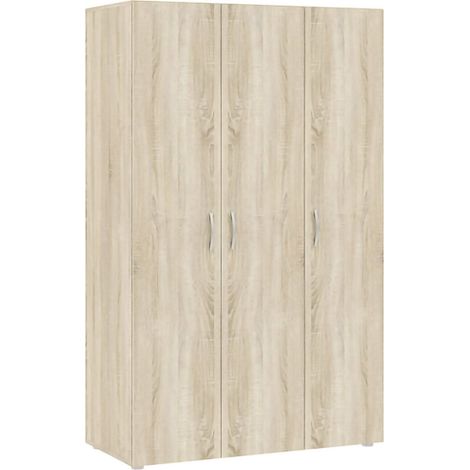 Dmora - Kleiderschrank 3 Türen Dublino, Schlafzimmermöbel, Schrank, Garderobe, 111x52 h179 cm, Eiche