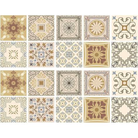 20 adesivi con motivo floreale retrò (10 disegni diversi) – 15 x 15 cm (1/5)
