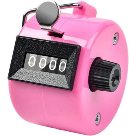 Compteur manuel compact non électrique en métal avec affichage à 4 chiffres - Portable et mécanique - Rose