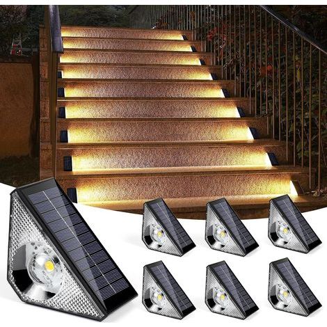Lampe Solaire Exterieur Detecteur de Mouvement(4PC), 3000K Escaliers éclairage pour Chemins, Eclairage Exterieur Solaire IP65 Led Escalier pour Jardin, Patio, Garage, Marche, Escaliers (6) (1/5)