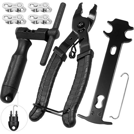 Kit d'Outils Réparation Chaîne Vélo, Pince à Chaîne Bicyclette, Démonte-Chaîne et Jauge d'usure, Maillon de Chaîne Rapide, Compatible 6 à 11 Vitesses pour VTT et Vélo de Route