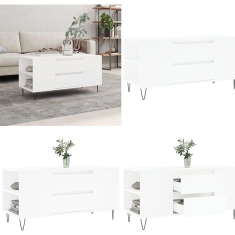 Couchtisch Weiß 102x44,5x50 cm Holzwerkstoff - Couchtisch - Wohnzimmerstil - Holzwerkstoff - Weißer Couchtisch - Sideboard - Home & Living (1/5)