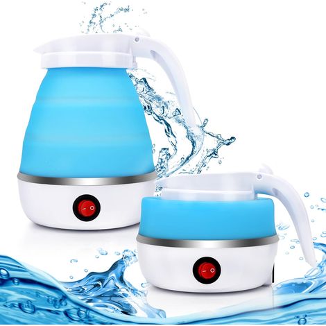 Borraccia pieghevole in silicone, borraccia da campeggio da 0,6 litri, borraccia da viaggio con base in acciaio inossidabile, mini borraccia elettrica portatile, attrezzatura da campeggio e sopravvive (1/5)