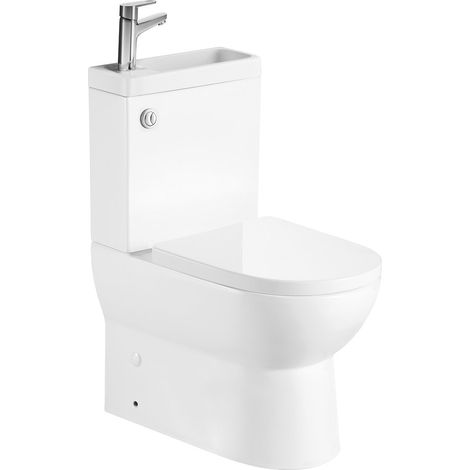 WC combiné JALTA HYGIE avec lavabo, sans rebord, siphon S/P, blanc (1/4)