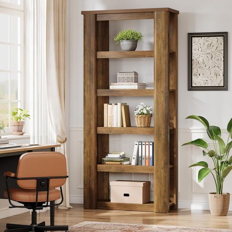 Tribesigns – Bibliothèque étagère 6 niveaux 180 x 30 x 80 cm – Rangement livres en bois rustique – Design vintage pour salon et bureau (1/5)