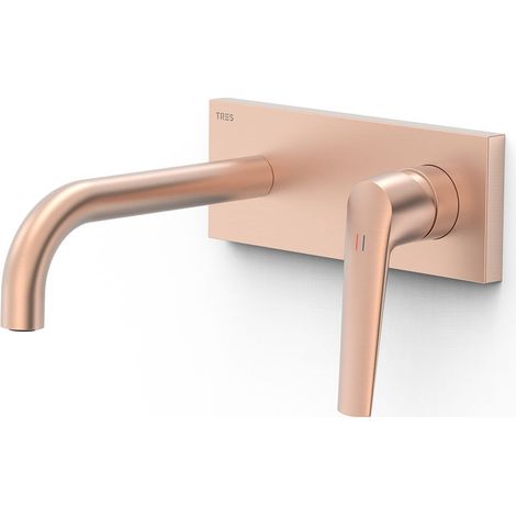 TRES 28130023OPM FUJI Pieza Vista para Cuerpo Empotrado De Lavabo Color Oro Rosa Mate 24K - ref: 28130023OPM