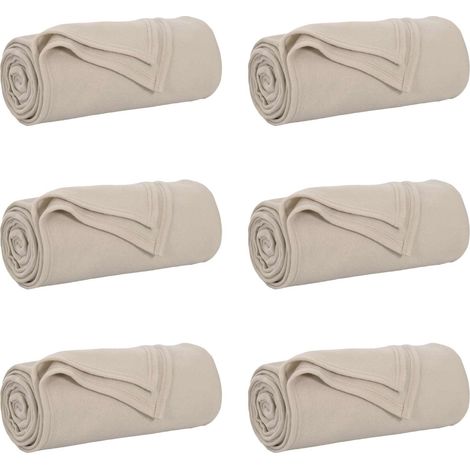 Coperte da Pile 6 pcs Beige 170 x 130 cm Panno vidaXL