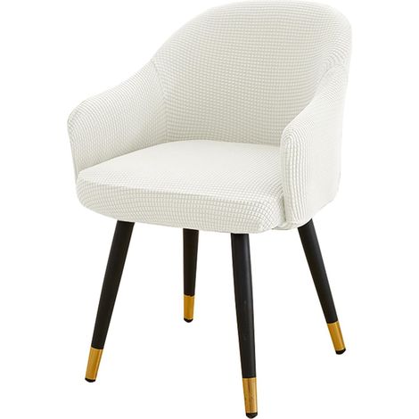 Housse de chaise extensible à dossier incurvé – Tissu élasthanne et polyester – Protection contre taches et usure – Convient aux chaises avec accoudoirs