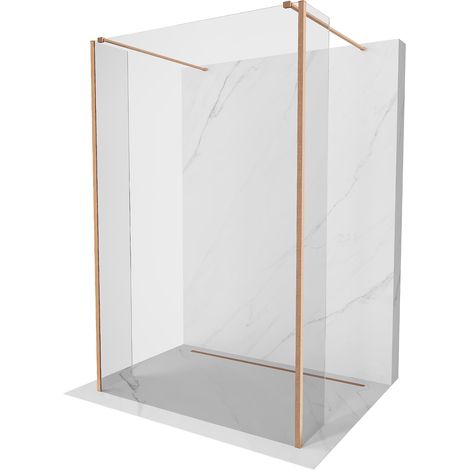 Mexen Kioto Duschwand freistehend 135 x 30 x 30 cm, transparent, gebürstetes Kupfer - 800-135-030-22