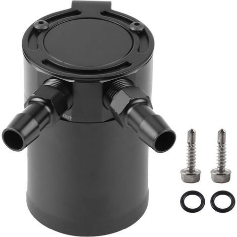 Récupérateur d'huile à déflecteur compact universel en alliage d'aluminium, 2 ports, noir (1/5)