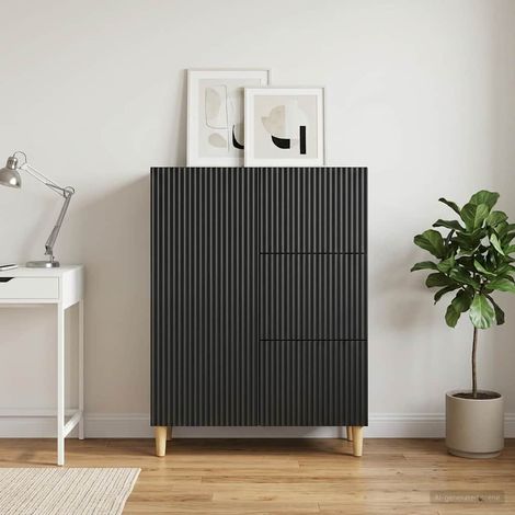 Credenza Nero 66 x 34,5 x 90 cm Legno ingegnerizzato vidaXL (1/5)