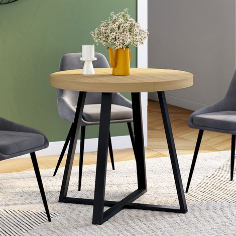 Mesa de comedor redonda SELMA 4 personas madera y negro 80 cm