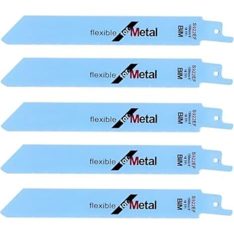 Lot de 5 lames de scie sabre S922EF BIM 18PTI, dents de 1,4 mm, lames de scie sabre flexibles de 150 mm pour couper le bois et le métal (1/3)