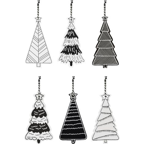 SET FÜR WEIHNACHTSBAUM 12 STK. HOLZBÄUME KL-21X16 BLACK & GREY