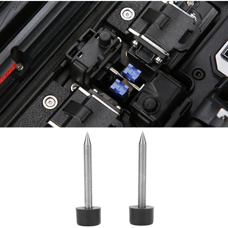 Une paire d'électrodes pour soudeuses à fibres optiques, compatible avec les modèles FS-60A, FS-60C, FS-60E, FS-60F, A-80S et A-81S. (1/5)