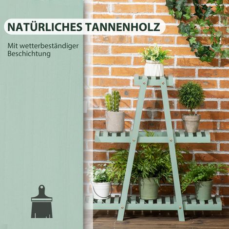Étagère de jardin 3 étages pour 6 pots, support végétal résistant aux intempéries, 76x26x76 cm, vert clair (1/4)