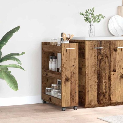 Armoire avec roue-Meuble de rangement mobile Bois ancien 60 x 22 x 79 cm Bois d'ingénierie 638805 (1/5)