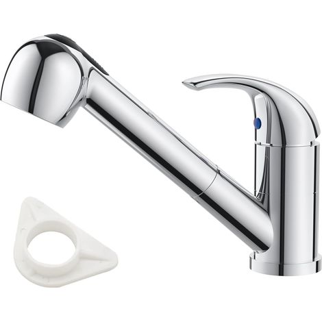 Robinet Cuisine, Mitigeur Cuisine avec Douchette Extractible Rotatif à 360°, avec 2 Modes de Pulvérisation Froid & Chaud Disponible, Acier Inoxydable (1/5)