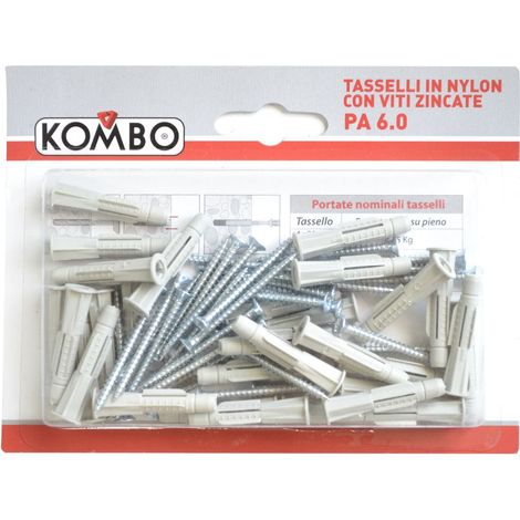 SET 30 VITI + 30 TASSELLI IN NYLON 6 X 36