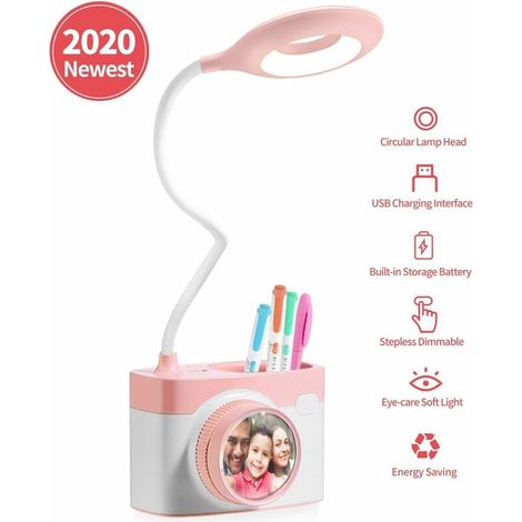 Kids Desk Lamp, User co.ukiendly Reading Light with Pen Holder, USB Rechargeable Table Lamp, Dimmable Bedside Lamp with Touch Sensor (1/5)