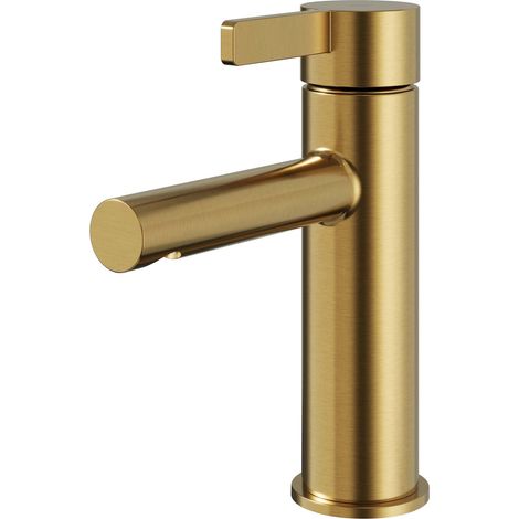 BERNSTEIN - Robinet mitigeur monocommande lavabo laiton Or brossé, Fonctions économie d'eau & démarrage à froid - 4,5x18,7x15,6cm - MILOU M