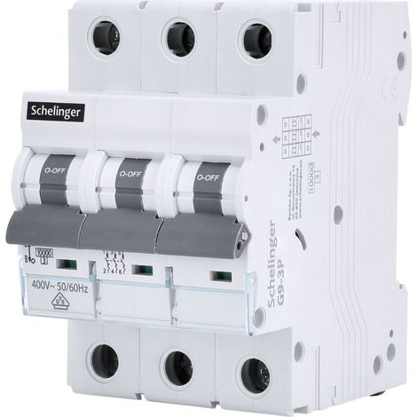 Disjoncteur 3P B 20A - Protection contre les surintensités - 10kA - 400V AC - IP20 (1/5)