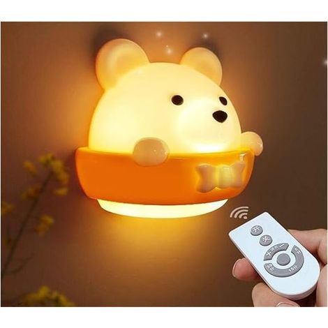 Lampe de chevet enfant, applique murale LED veilleuse avec télécommande, veilleuse portable lumière blanche chaude pour chambre bébé, chambre, salon, camping, pique-nique (1/5)
