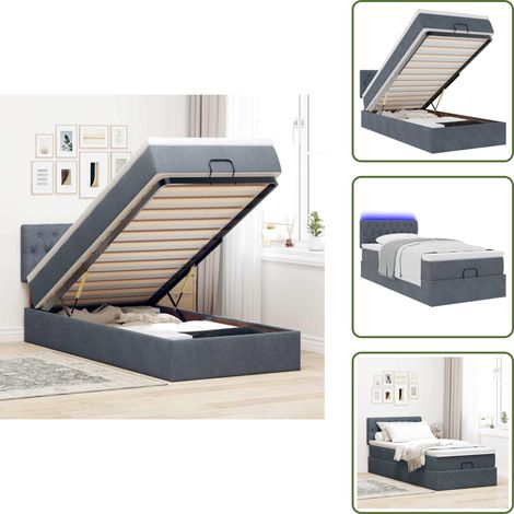 Coprimaterasso - vidaXL Struttura Letto Pouf con Materasso 100x200 cm Velluto - Luci a LED