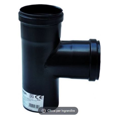 Raccordo a TEE Nero - FF dm 100