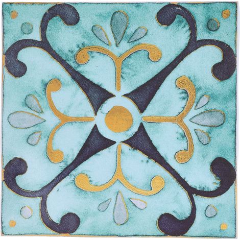 Lot de 4 stickers carrelage rétro style ancien, autocollants imperméables adhésifs pour déco cuisine et salle de bain, 30x30 cm (1/5)