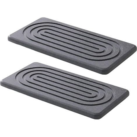 Ensemble deux pièces : tapis en pierre naturelle respirante et porte-savon très absorbant (gris). (1/5)