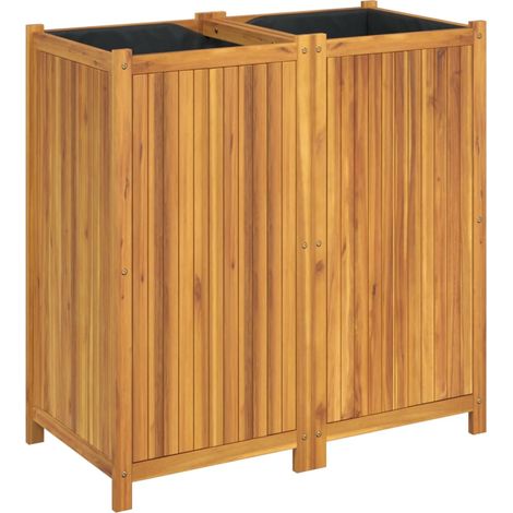 Jardinière Bac à fleurs avec doublure 100x50x100 cm bois massif d'acacia (1/5)