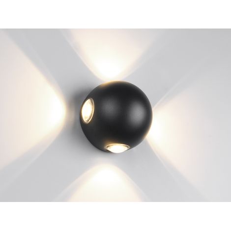 Kleine LED Außenwandleuchte AVISIO 4 flammig, Kugel in Schwarz Ø 10cm