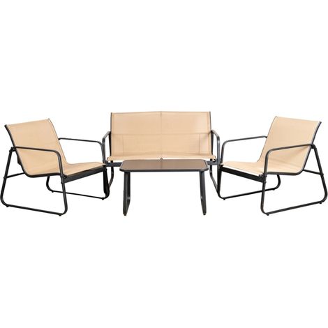 set da giardino eurogarden "magnolia" beige 4 sedute e tavolino (1/4)