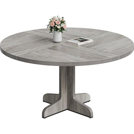 table ronde repas 47 pouces pied bois gris uniquement la table (1/5)