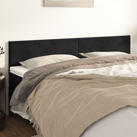 Kopfteile Schwarz 200x5x78/88 cm Samt