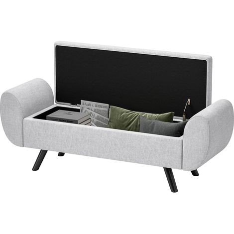 HOMCOM Panca Contenitore Fondoletto con Braccioli in Tessuto 132x42x50 cm Grigio