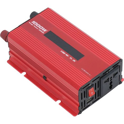 1000-W-Wechselrichter (12 V auf 220 V) mit LED-Anzeige, Zigarettenanzünderstecker und Krokodilklemmen, Solarwechselrichter für Wohnmobile und Fahrzeuge (1/5)