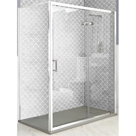 Milano Langley - Traditional Chrome Corner Sliding Door Shower Enclosure with Light Grey Slate Effect Tray and Fast Flow Waste - 1700mm x 900mm (1/5)