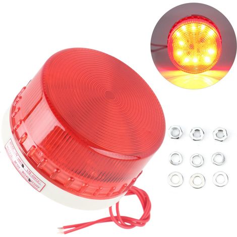 Lampe D Avertissement LED - Balise Stroboscopique Spirale - Fixation Par Boulon - Tension AC 220 V - Rouge - 1 Pièce