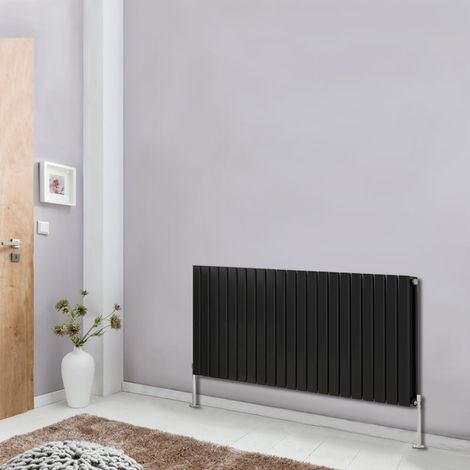 NRG Designer Radiator Flat Panel Central Heating Rads Black Horizontal Double 600x1428mm