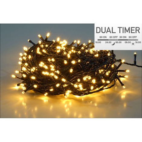 LED Lichterkette mit Dual Timer und 8 Funktionen - 40 LED warm weiß - Deko Garten Beleuchtung Batterie für Außen