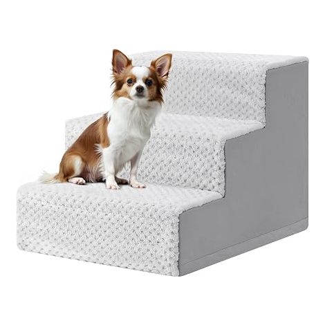 Dog Stairs, 3 Steps, Suitable for Cats and Senior Dogs, Grey