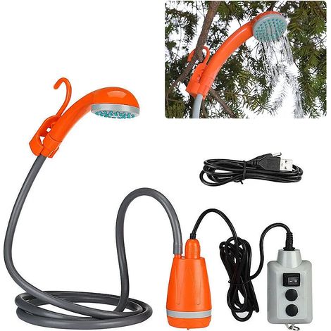 (Douche rechargeable 2200 mAh) Pommeau de douche portable rechargeable pour camping, bain, pompe 3,7 V, portée de 1,5 m, idéal pour les voyages, la randonnée, la plage et le nettoyage des animaux dome (1/4)