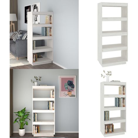 Bibliothèque/Séparateur de pièce Blanc 60x35x135 cm Pin massif - Bibliothèque Blanche - Bibliothèque En Bois - Étagère Murale - Meuble De Rangement - Séparateur De Pièces - Home & Living (1/5)